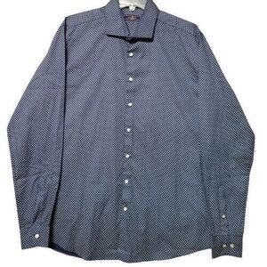 Luc Brevet Zurich Size 17" (43cm) neck Blue Geometric Abstract Pattern  Shirt‎